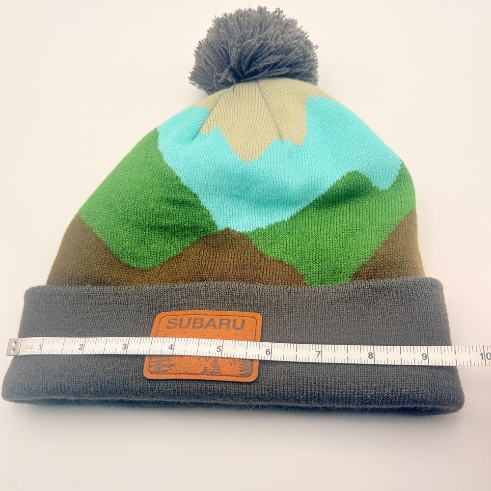 Subaru Mountain Pom Pom Knit Beanie Forester Landscape Hat - Picture 6 of 6